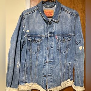 Mens Classic Denim Levi Trucker Jacket In Size Large